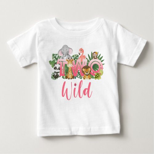 Two Wild Girl 2nd Birthday Jungle Safari Cute Baby T_Shirt