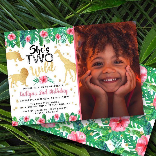 Two Wild Girls Photo Second Birthday Invitations (Creator Uploaded)