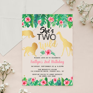 Two Wild Girls Second Birthday Party Acrylic Invitations