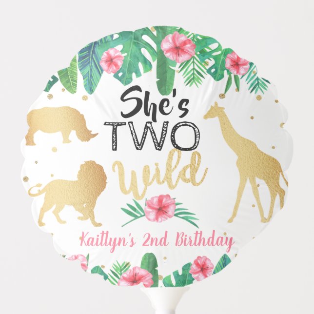 Two Wild Girls Second Birthday Party Balloon (Front)