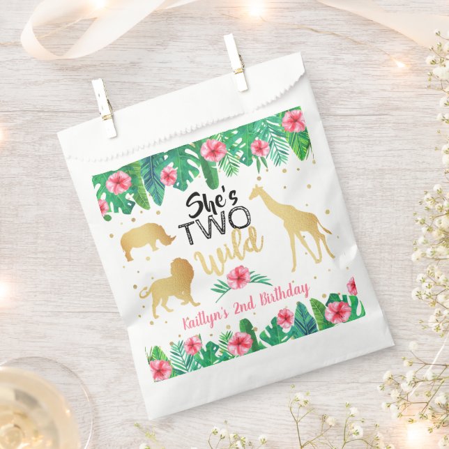 Two Wild Girls Second Birthday Party Favor Bag (Clipped)