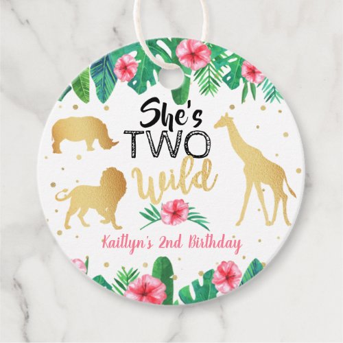 Two Wild Girls Second Birthday Party Favor Tags