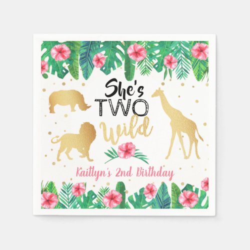 Two Wild Girls Second Birthday Party Napkins