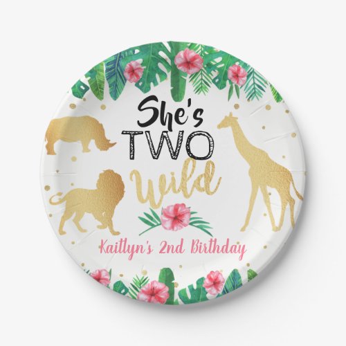 Two Wild Girls Second Birthday Party Paper Plates