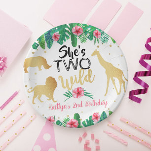 Two Wild Girls Second Birthday Party Paper Plates