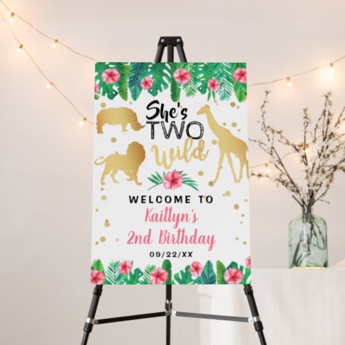Two Wild Girls Second Birthday Party Welcome Foam Board
