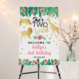 Two Wild Girls Second Birthday Party Welcome Foam Board