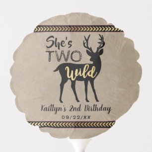 Two Wild Girls Woodland Deer 2nd Birthday Balloon