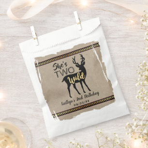 Two Wild Girls Woodland Deer 2nd Birthday Favor Bag