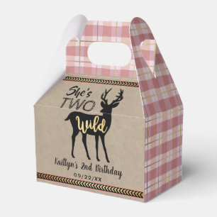 Two Wild Girls Woodland Deer 2nd Birthday Favor Boxes