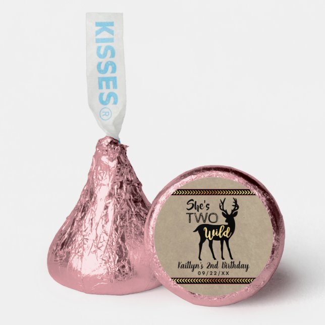 Two Wild Girls Woodland Deer 2nd Birthday Hershey®'s Kisses® (Front)