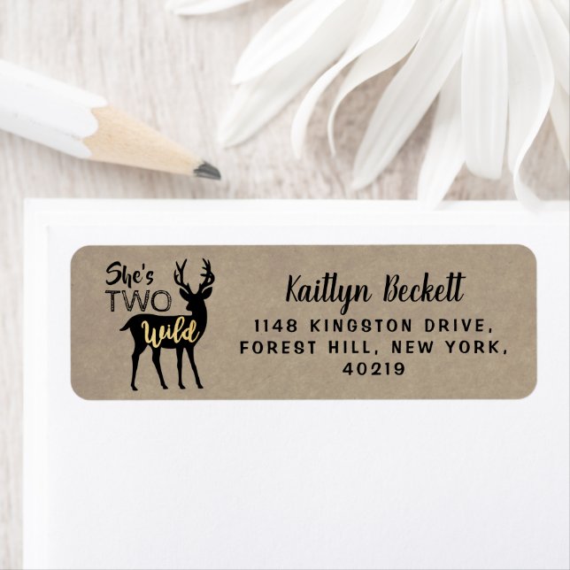 Two Wild Girls Woodland Deer 2nd Birthday Label (Insitu)