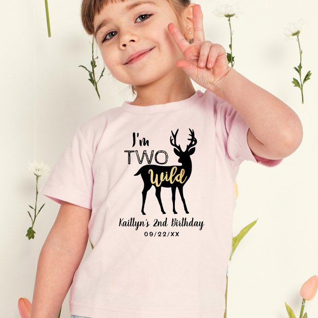 Two Wild Girls Woodland Deer 2nd Birthday Toddler T-shirt (Creator Uploaded)