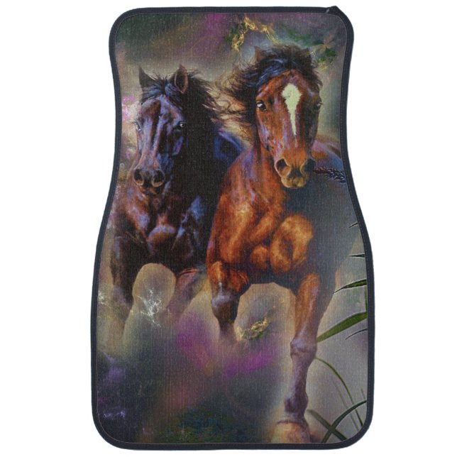 Two Wild Horses Running Free Car Mat (Front)