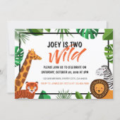 Two Wild Jungle Animal Safari Birthday Invitation (Front)