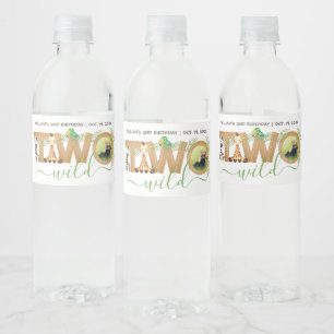 Two Wild Jungle Animals Photo Giraffe Zebra Safari Water Bottle Label