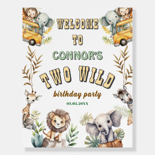 Two Wild jungle first birthday party Welcome sign
