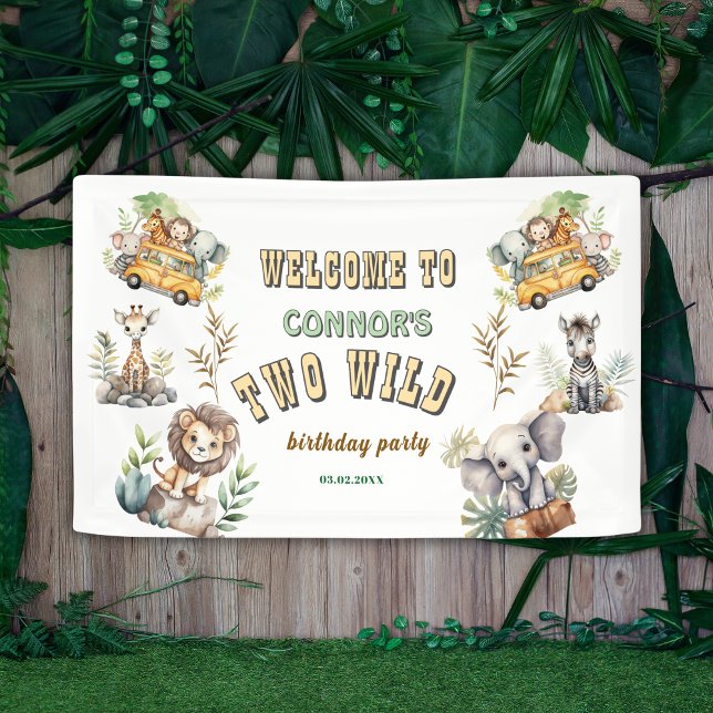 Two wild jungle safari 2nd birthday Banner (Creator Uploaded)