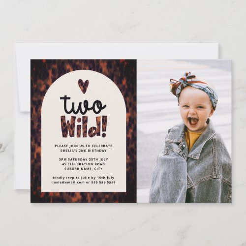 Two Wild Jungle Tortoiseshell Photo 1st Birthday Invitation