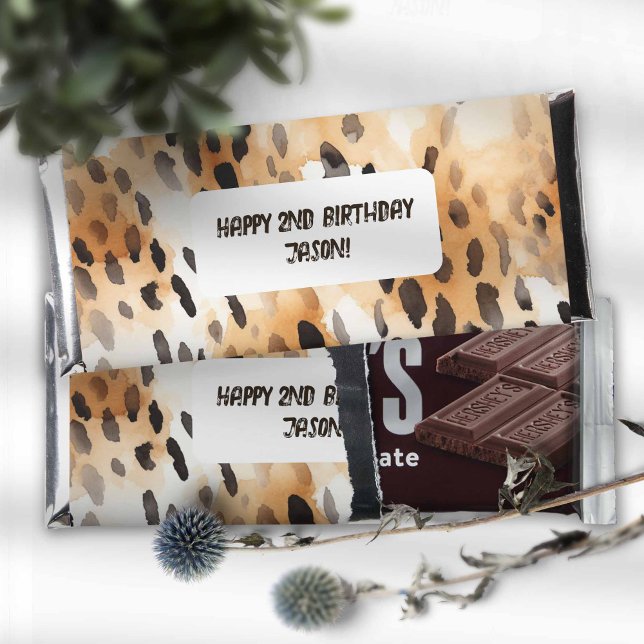 Two Wild Leopard Prints Safari Jungle themed Hershey Bar Favors (Creator Uploaded)