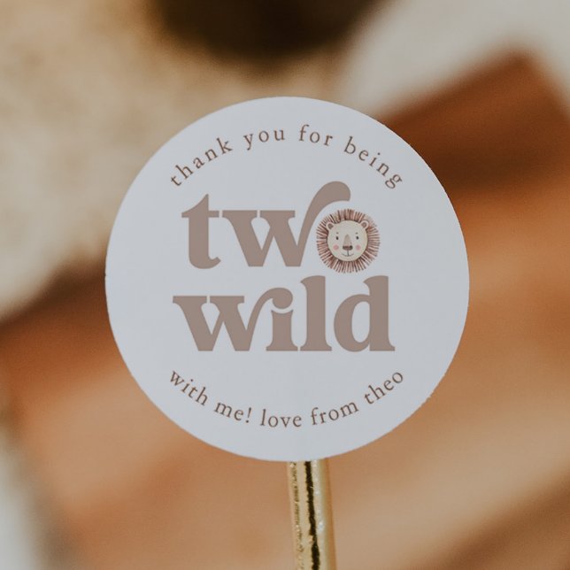 Two Wild Lion Birthday Thank You Classic Round Sticker (Zazzle Two Wild Lion Birthday Thank You Classic Round Sticker)