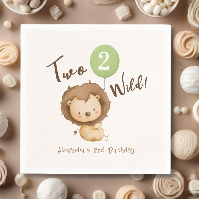 Two Wild Lion Boy 2nd Birthday Napkins (Creator Uploaded)