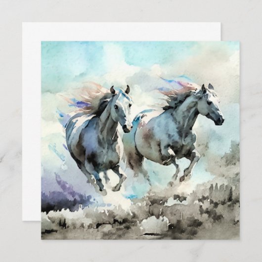 Two Wild Mustangs Race Against the Wind  (Front/Back)