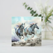 Two Wild Mustangs Race Against the Wind  (Standing Front)