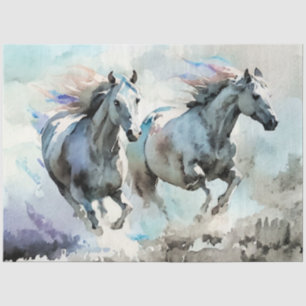 Two Wild Mustangs Race Against the Wind Tissue Paper