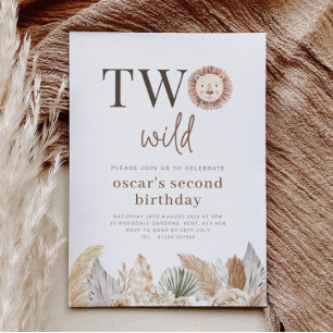 Two Wild Neutral Leaves Birthday Invitation