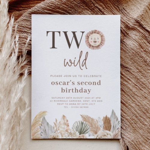 Two Wild Neutral Leaves Birthday Invitation