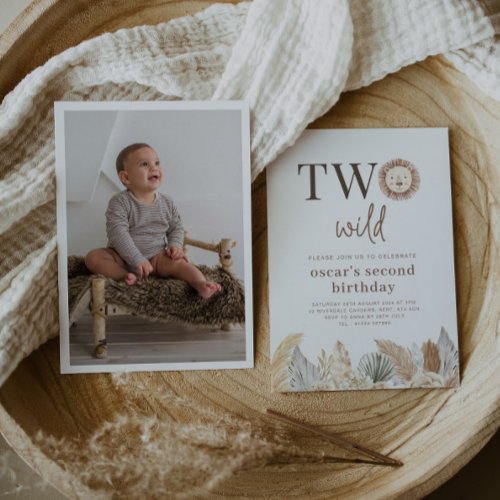 Two Wild Neutral Leaves Photo Birthday Invitation