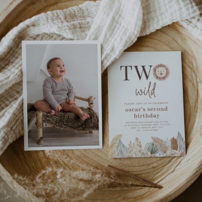 Two Wild Neutral Leaves Photo Birthday Invitation (Creator Uploaded)