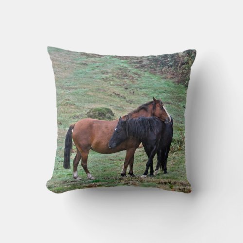 Two Wild New Forest Pony Friends Hampshire England Throw Pillow