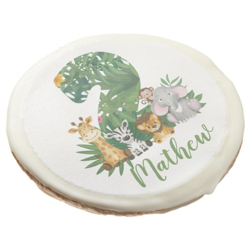 Two Wild One 2nd Birthday Jungle Safari Animals Sugar Cookie