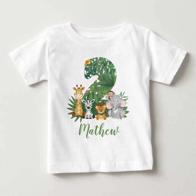 Two Wild One 2nd Birthday Jungle Safari T-shirt (Front)