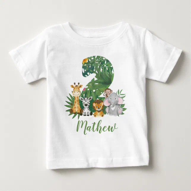 Two Wild One 2nd Birthday Jungle Safari T-shirt Zazzle