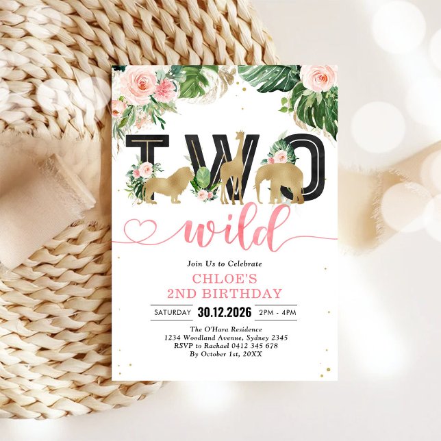 Two Wild Party Animals 2nd Birthday Invitation (Creator Uploaded)