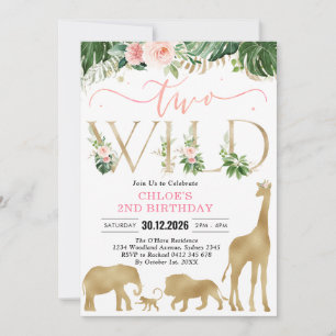 Two Wild Party Animals 2nd Birthday Invitation