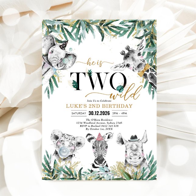 TWO Wild Party Animals Boy Birthday Invitation (Creator Uploaded)