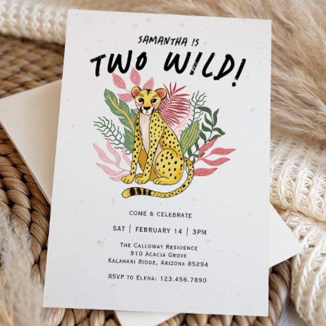 Two Wild Party Animals Cheetah Kids Birthday Party Invitation (Creator Uploaded)