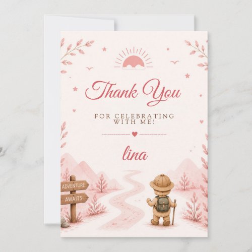 Two Wild Pink Boho Birthday Thank You Card