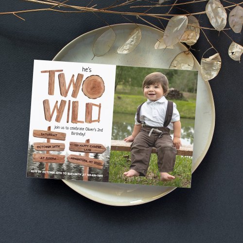 Two Wild Rustic Woodland Photo Invitation