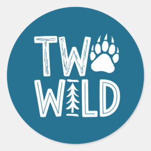 Two Wild – Rustic Woodsy Second Birthday Classic Round Sticker