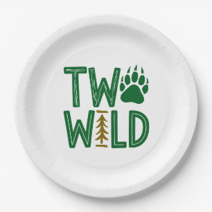Two Wild – Rustic Woodsy Second Birthday Paper Plates