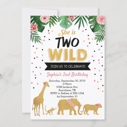 Two Wild Safari 2nd Birthday Invitation