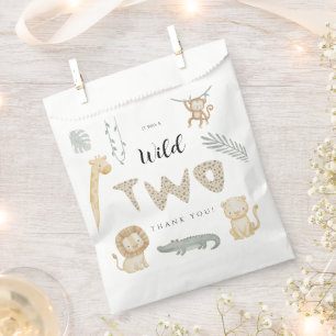 Two Wild Safari 2nd Birthday Thank You Favor Bag