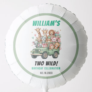Two Wild Safari Animal 2nd Birthday Party Balloon