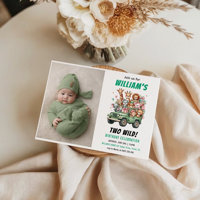 Two Wild Safari Animal 2nd Birthday Party Invitation (Two Wild Safari Animal 2nd Birthday Party Invitation
)