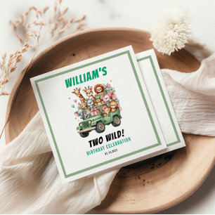 Two Wild Safari Animal 2nd Birthday Party Napkins